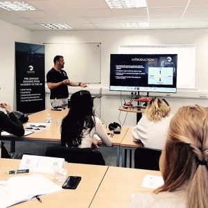 Image of man teaching drone training class.