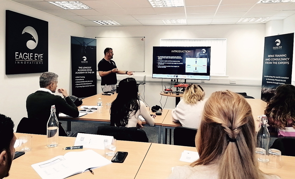 Image of man teaching drone training class.