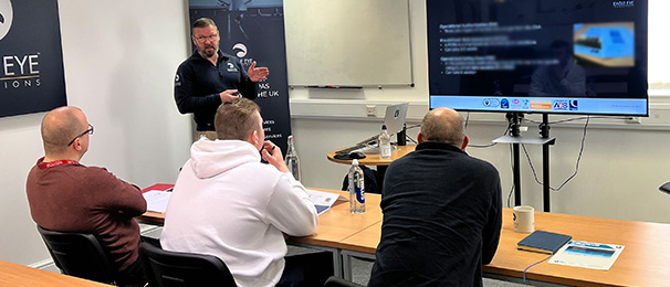 Image of man teaching drone training class.